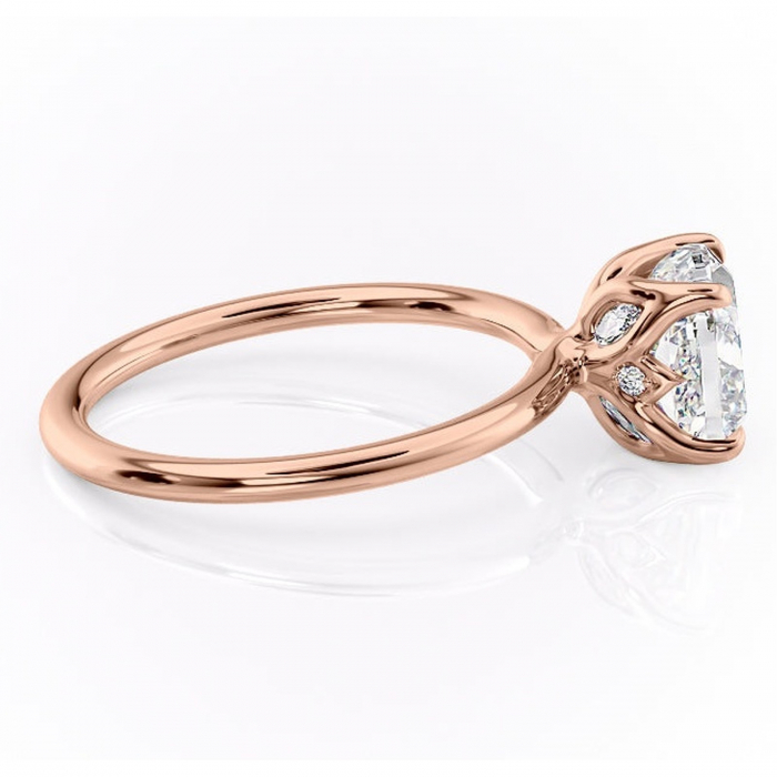Inel de logodnă Zephyra din aur Rose 14kt cu moissanite tăietură pernă – Solitar rafinată pentru profil înalt | Personalizează și configurează gratuit online [2]