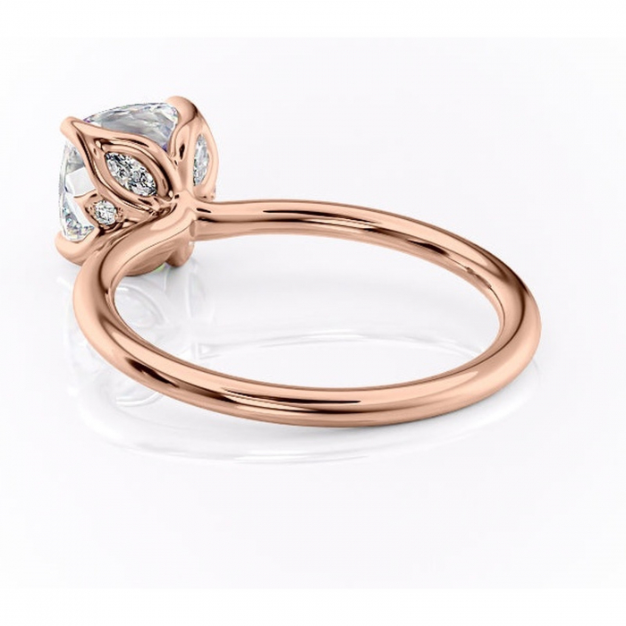 Inel de logodnă Zephyra din aur Rose 14kt cu moissanite tăietură pernă – Solitar rafinată pentru profil înalt | Personalizează și configurează gratuit online [4]