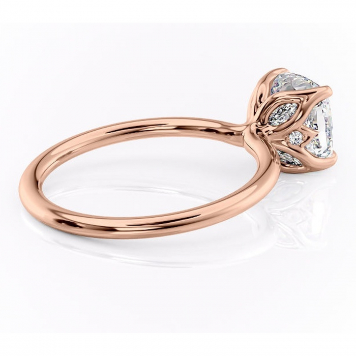 Inel de logodnă Zephyra din aur Rose 14kt cu moissanite tăietură pernă – Solitar rafinată pentru profil înalt | Personalizează și configurează gratuit online [3]