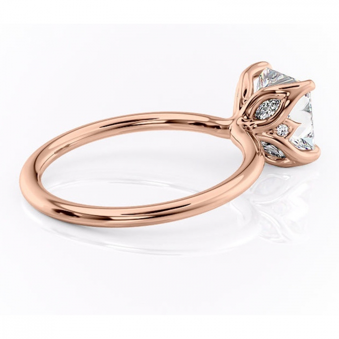Inel de logodnă Zephyra din aur Rose 14kt cu moissanite tăietură princess – Solitar rafinată pentru profil înalt | Personalizează și configurează gratuit online [3]