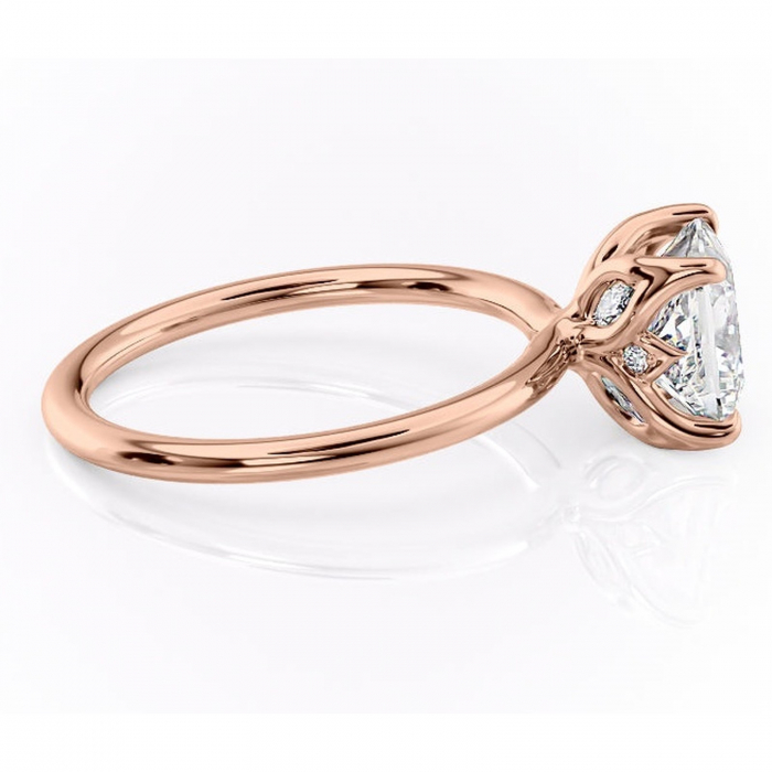 Inel de logodnă Zephyra din aur Rose 14kt cu moissanite tăietură princess – Solitar rafinată pentru profil înalt | Personalizează și configurează gratuit online [2]