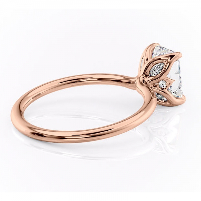 Inel de logodnă Zephyra din aur Rose 14kt cu moissanite tăietură radiantă – Solitar rafinată pentru profil înalt | Personalizează și configurează gratuit online [3]