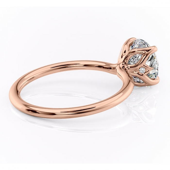 Inel de logodnă Zephyra din aur Rose 14kt cu moissanite tăietură rotundă – Solitar rafinată pentru profil înalt | Personalizează și configurează gratuit online [3]
