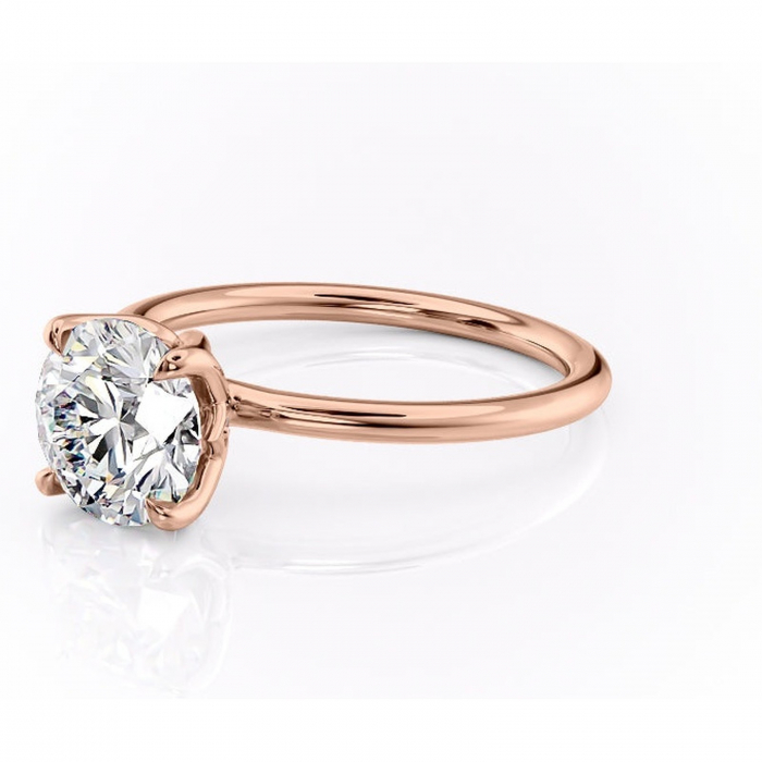 Inel de logodnă Zephyra din aur Rose 14kt cu moissanite tăietură rotundă – Solitar rafinată pentru profil înalt | Personalizează și configurează gratuit online [7]