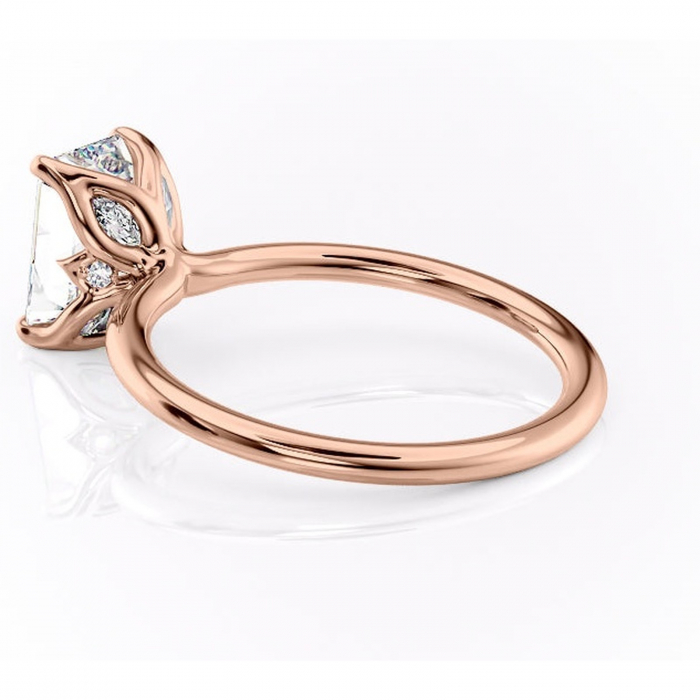 Inel de logodnă Zephyra din aur Rose 14kt cu moissanite tăietură smarald – Solitar rafinată pentru profil înalt | Personalizează și configurează gratuit online [5]