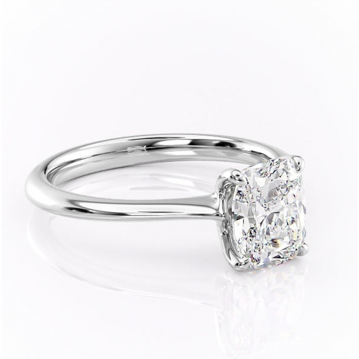 Inel de logodnă Zirena din aur Alb 14kt cu moissanite tăietură asscher – Solitar rafinată pentru profil jos | Personalizează și configurează gratuit online [1]