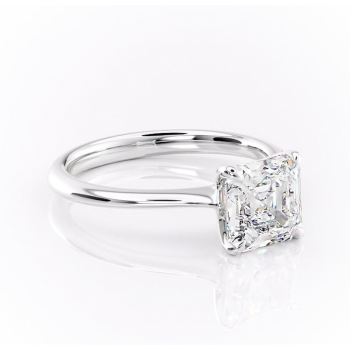 Inel de logodnă Zirena din aur Alb 14kt cu moissanite tăietură asscher – Solitar rafinată pentru profil jos | Personalizează și configurează gratuit online [1]