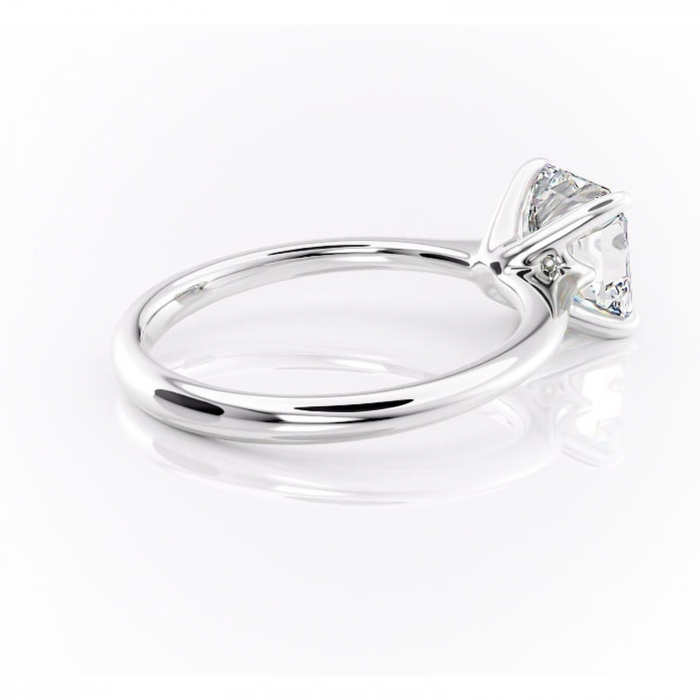 Inel de logodnă Zirena din aur Alb 14kt cu moissanite tăietură asscher – Solitar rafinată pentru profil jos | Personalizează și configurează gratuit online [3]
