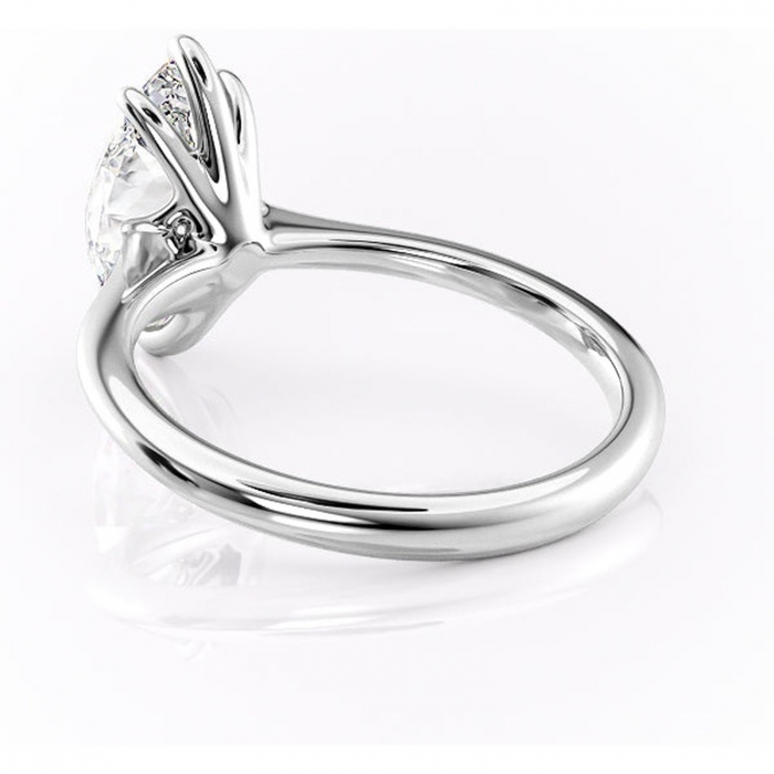 Inel de logodnă Zirena din aur Alb 14kt cu moissanite tăietură marquise – Solitar rafinată pentru profil jos | Personalizează și configurează gratuit online [4]