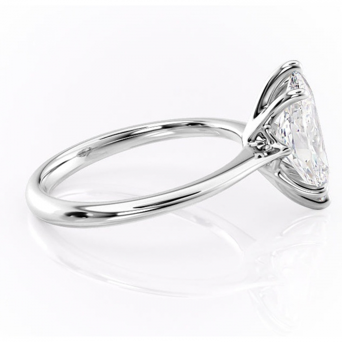 Inel de logodnă Zirena din aur Alb 14kt cu moissanite tăietură marquise – Solitar rafinată pentru profil jos | Personalizează și configurează gratuit online [2]