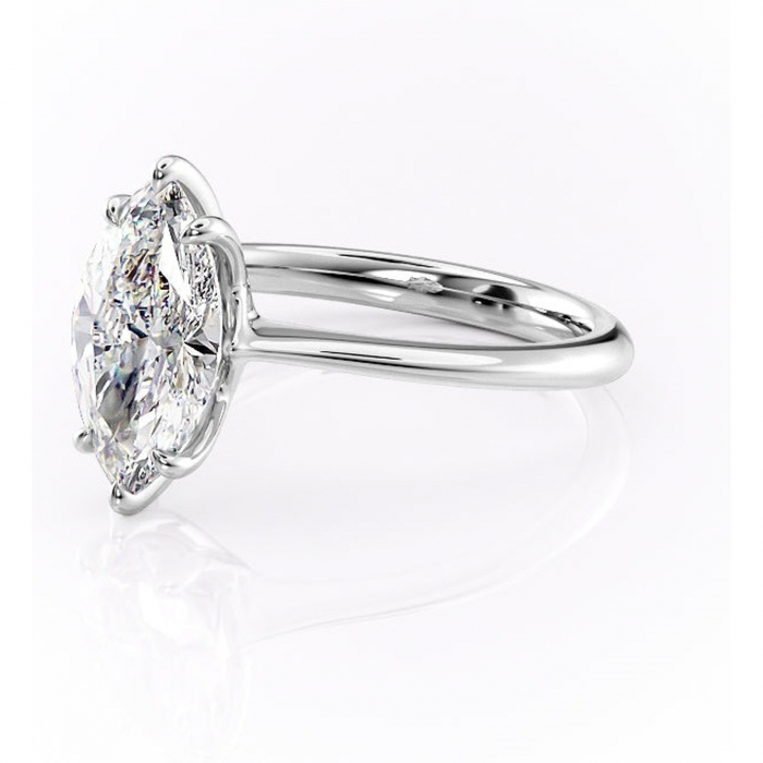 Inel de logodnă Zirena din aur Alb 14kt cu moissanite tăietură marquise – Solitar rafinată pentru profil jos | Personalizează și configurează gratuit online [7]