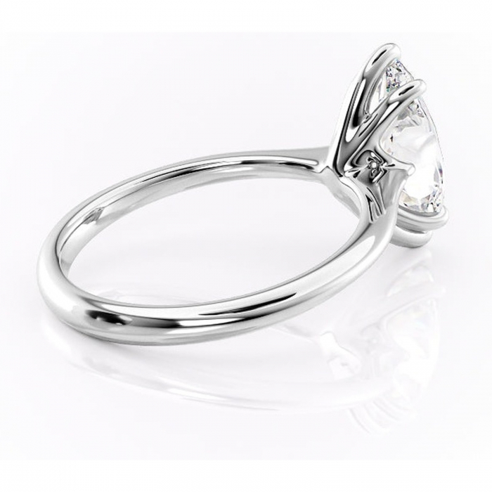 Inel de logodnă Zirena din aur Alb 14kt cu moissanite tăietură marquise – Solitar rafinată pentru profil jos | Personalizează și configurează gratuit online [3]