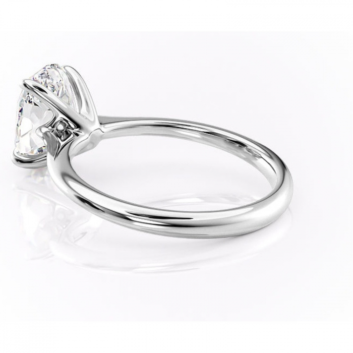 Inel de logodnă Zirena din aur Alb 14kt cu moissanite tăietură ovală – Solitar rafinată pentru profil jos | Personalizează și configurează gratuit online [5]