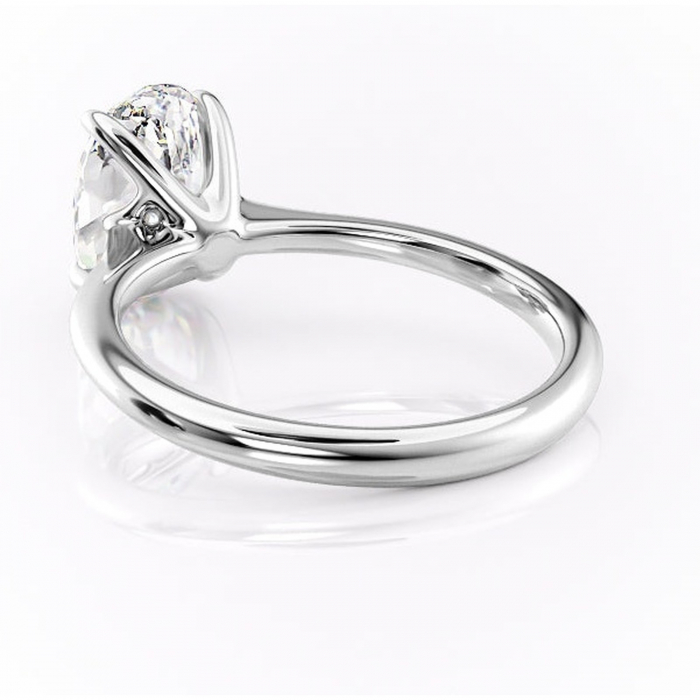 Inel de logodnă Zirena din aur Alb 14kt cu moissanite tăietură ovală – Solitar rafinată pentru profil jos | Personalizează și configurează gratuit online [4]