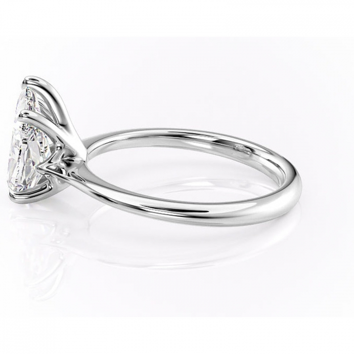 Inel de logodnă Zirena din aur Alb 14kt cu moissanite tăietură pară – Solitar rafinată pentru profil jos | Personalizează și configurează gratuit online [6]