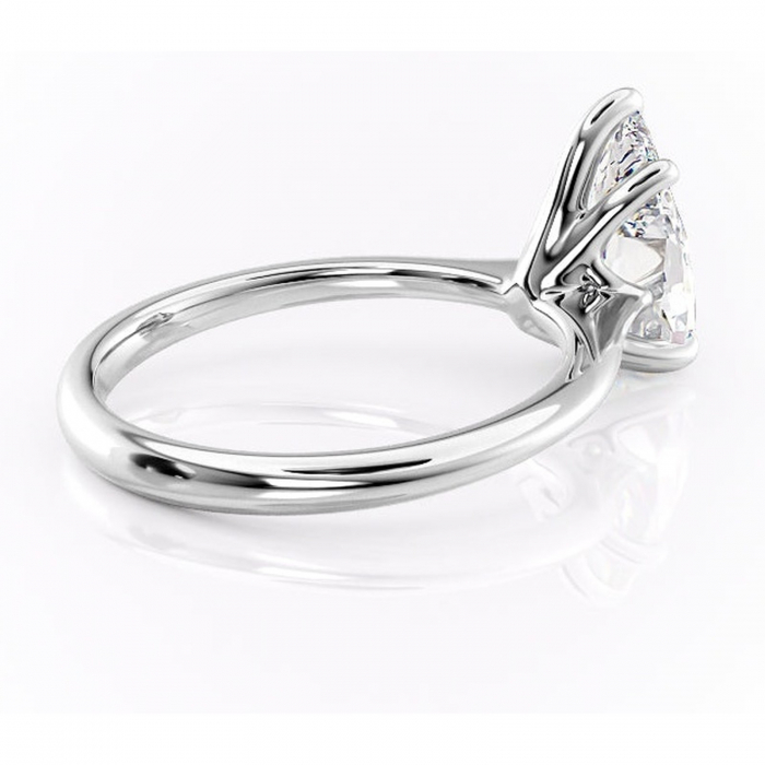 Inel de logodnă Zirena din aur Alb 14kt cu moissanite tăietură pară – Solitar rafinată pentru profil jos | Personalizează și configurează gratuit online [3]