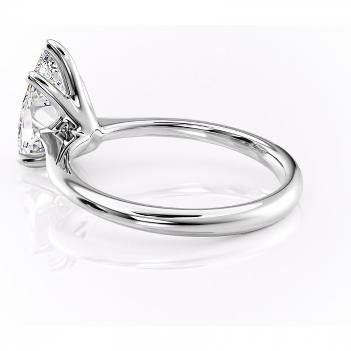 Inel de logodnă Zirena din aur Alb 14kt cu moissanite tăietură pară – Solitar rafinată pentru profil jos | Personalizează și configurează gratuit online [5]