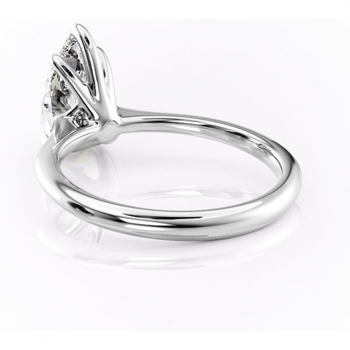 Inel de logodnă Zirena din aur Alb 14kt cu moissanite tăietură pară – Solitar rafinată pentru profil jos | Personalizează și configurează gratuit online [4]