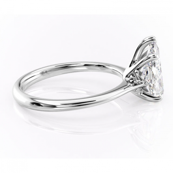 Inel de logodnă Zirena din aur Alb 14kt cu moissanite tăietură pară – Solitar rafinată pentru profil jos | Personalizează și configurează gratuit online [2]