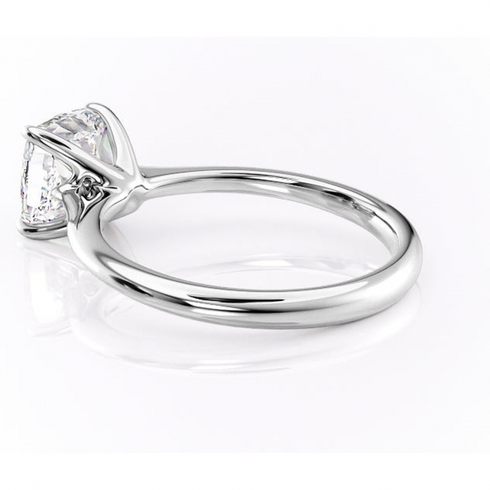 Inel de logodnă Zirena din aur Alb 14kt cu moissanite tăietură pernă – Solitar rafinată pentru profil jos | Personalizează și configurează gratuit online [5]
