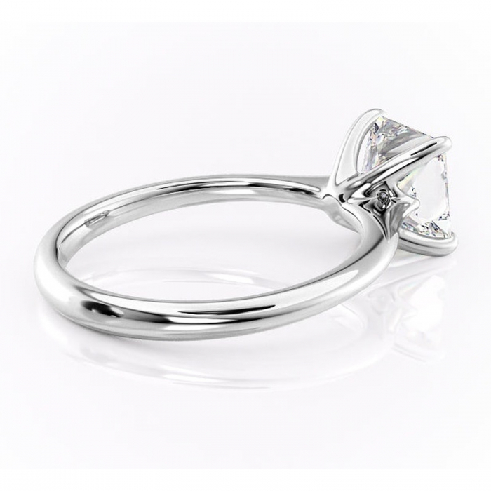 Inel de logodnă Zirena din aur Alb 14kt cu moissanite tăietură princess – Solitar rafinată pentru profil jos | Personalizează și configurează gratuit online [3]