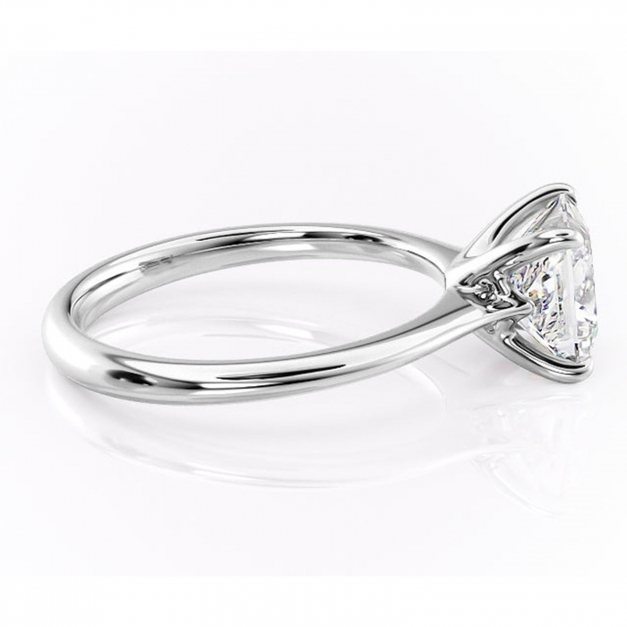 Inel de logodnă Zirena din aur Alb 14kt cu moissanite tăietură princess – Solitar rafinată pentru profil jos | Personalizează și configurează gratuit online [2]