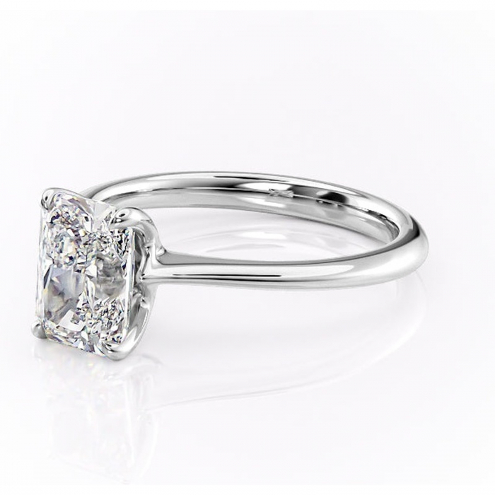 Inel de logodnă Zirena din aur Alb 14kt cu moissanite tăietură radiantă – Solitar rafinată pentru profil jos | Personalizează și configurează gratuit online [7]