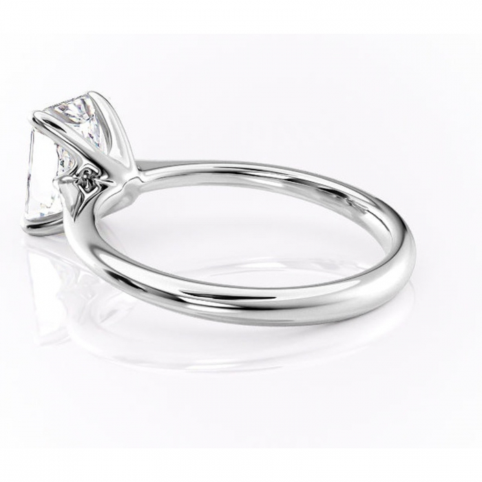 Inel de logodnă Zirena din aur Alb 14kt cu moissanite tăietură radiantă – Solitar rafinată pentru profil jos | Personalizează și configurează gratuit online [5]