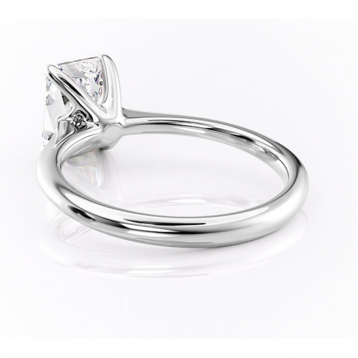 Inel de logodnă Zirena din aur Alb 14kt cu moissanite tăietură radiantă – Solitar rafinată pentru profil jos | Personalizează și configurează gratuit online [4]