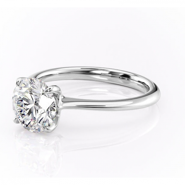 Inel de logodnă Zirena din aur Alb 14kt cu moissanite tăietură rotundă – Solitar rafinată pentru profil jos | Personalizează și configurează gratuit online [7]