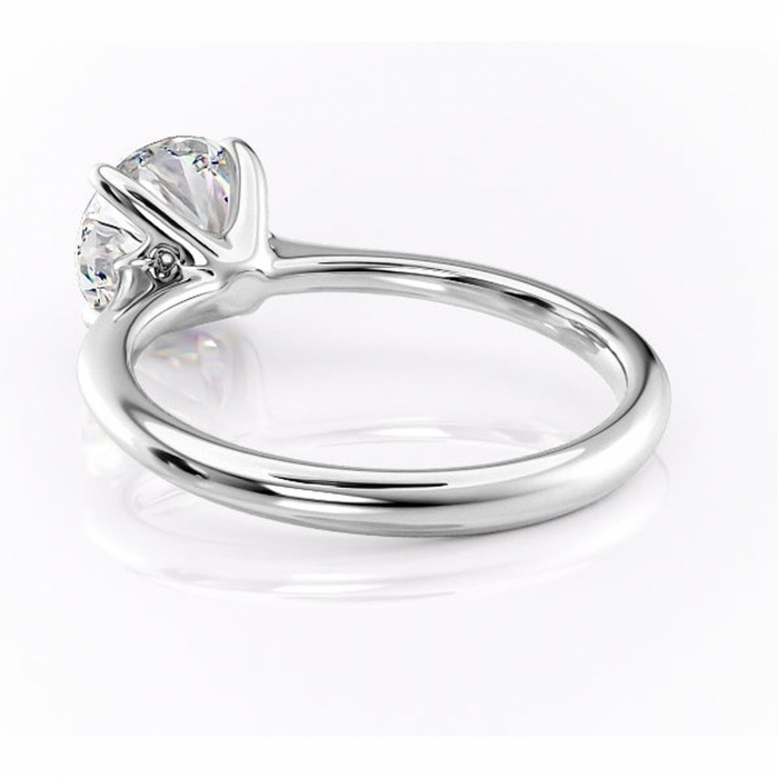 Inel de logodnă Zirena din aur Alb 14kt cu moissanite tăietură rotundă – Solitar rafinată pentru profil jos | Personalizează și configurează gratuit online [4]
