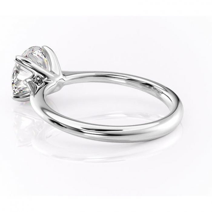 Inel de logodnă Zirena din aur Alb 14kt cu moissanite tăietură rotundă – Solitar rafinată pentru profil jos | Personalizează și configurează gratuit online [5]