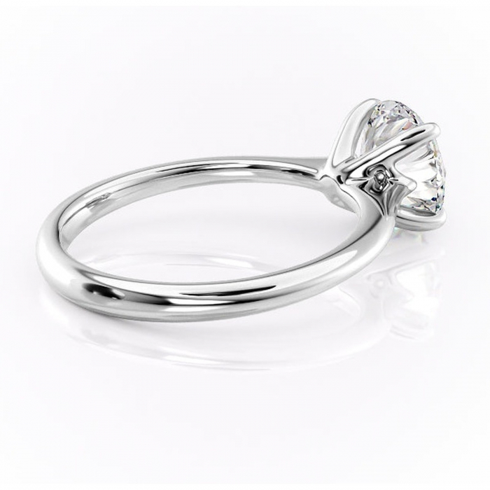 Inel de logodnă Zirena din aur Alb 14kt cu moissanite tăietură rotundă – Solitar rafinată pentru profil jos | Personalizează și configurează gratuit online [3]