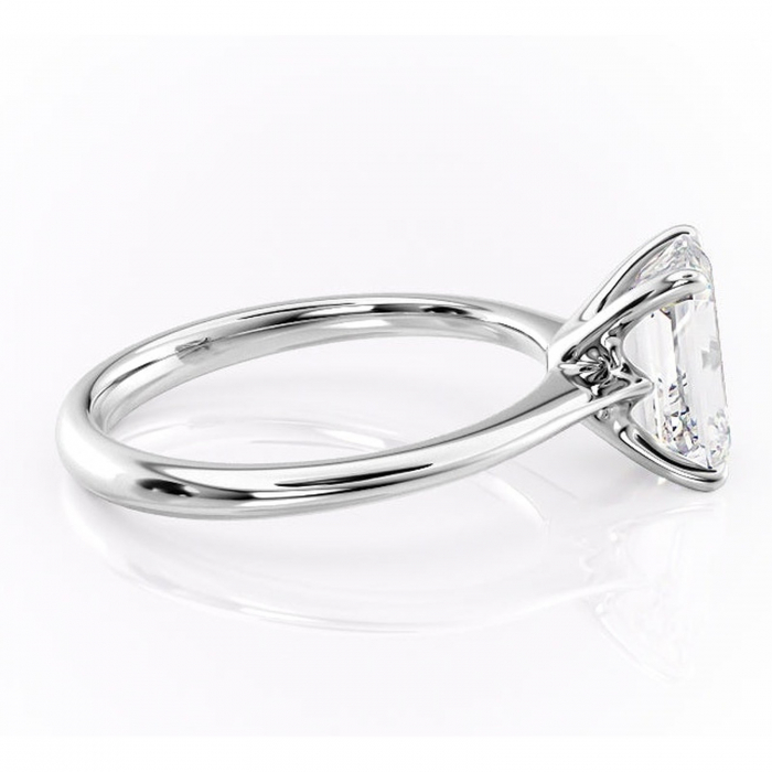 Inel de logodnă Zirena din aur Alb 14kt cu moissanite tăietură smarald – Solitar rafinată pentru profil jos | Personalizează și configurează gratuit online [2]