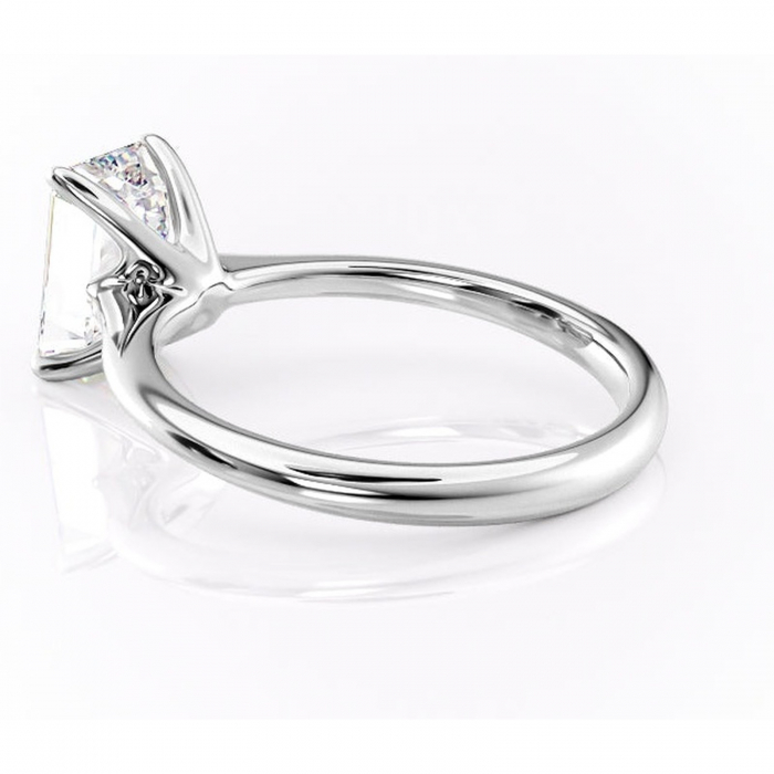 Inel de logodnă Zirena din aur Alb 14kt cu moissanite tăietură smarald – Solitar rafinată pentru profil jos | Personalizează și configurează gratuit online [5]