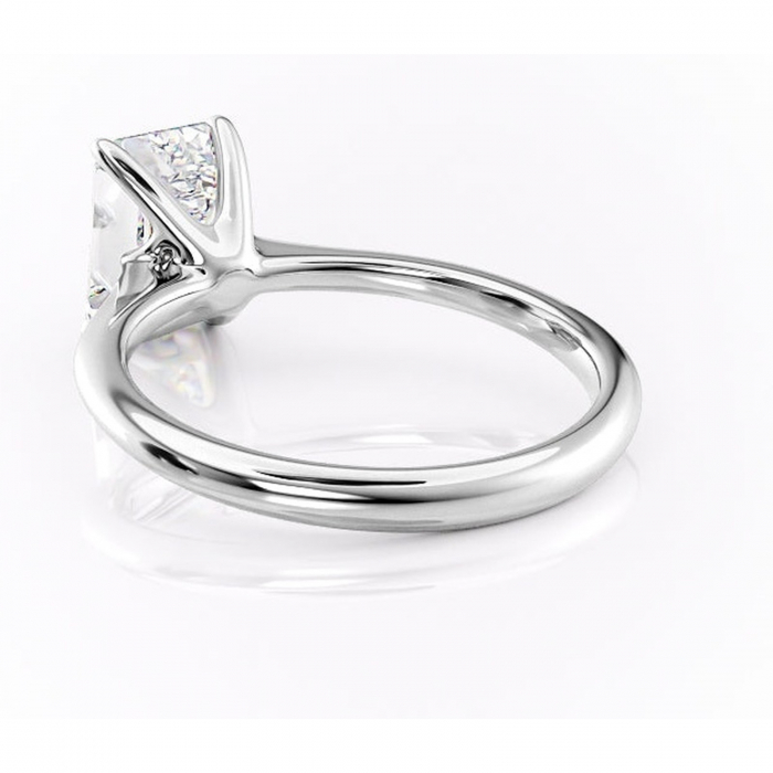 Inel de logodnă Zirena din aur Alb 14kt cu moissanite tăietură smarald – Solitar rafinată pentru profil jos | Personalizează și configurează gratuit online [4]