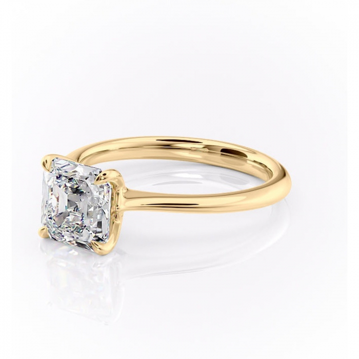 Inel de logodnă Zirena din aur Galben 14kt cu moissanite tăietură asscher – Solitar rafinată pentru profil jos | Personalizează și configurează gratuit online [7]