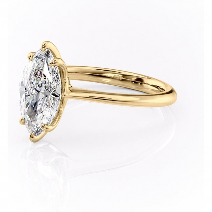 Inel de logodnă Zirena din aur Galben 14kt cu moissanite tăietură marquise – Solitar rafinată pentru profil jos | Personalizează și configurează gratuit online [7]