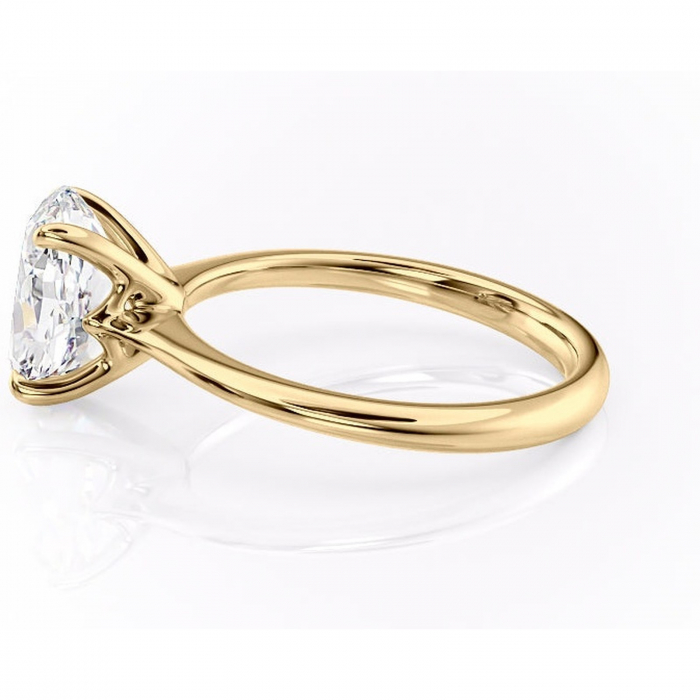 Inel de logodnă Zirena din aur Galben 18kt cu moissanite tăietură ovală – Solitar rafinată pentru profil jos | Personalizează și configurează gratuit online [6]