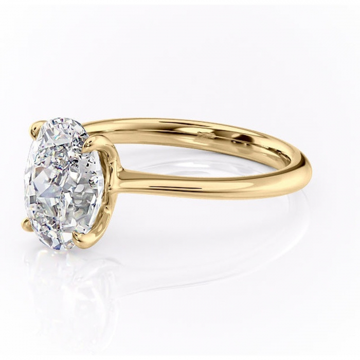 Inel de logodnă Zirena din aur Galben 18kt cu moissanite tăietură ovală – Solitar rafinată pentru profil jos | Personalizează și configurează gratuit online [7]