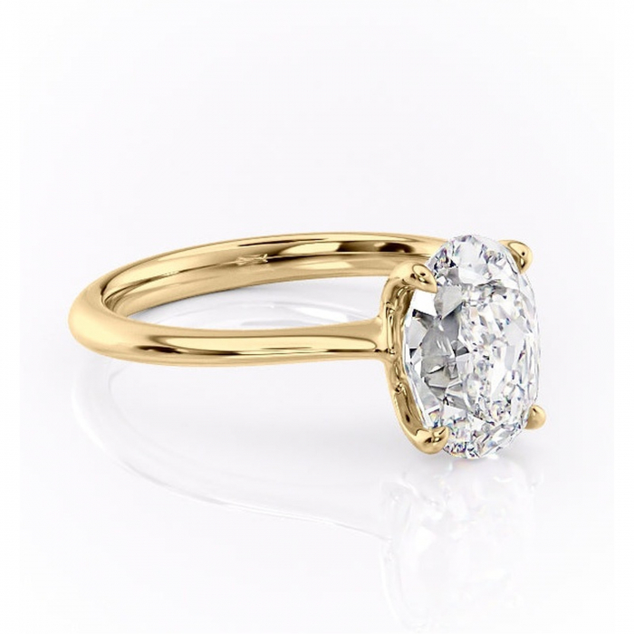 Inel de logodnă Zirena din aur Galben 18kt cu moissanite tăietură ovală – Solitar rafinată pentru profil jos | Personalizează și configurează gratuit online [1]