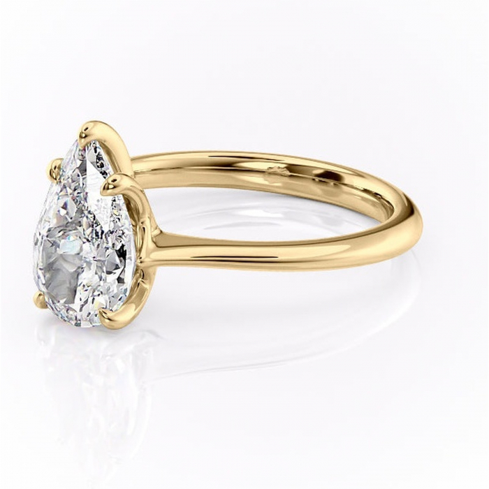 Inel de logodnă Zirena din aur Galben 18kt cu moissanite tăietură pară – Solitar rafinată pentru profil jos | Personalizează și configurează gratuit online [7]