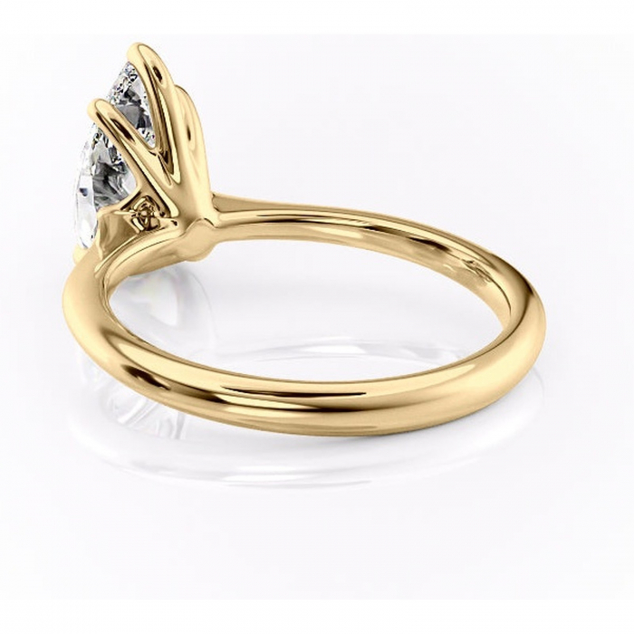 Inel de logodnă Zirena din aur Galben 18kt cu moissanite tăietură pară – Solitar rafinată pentru profil jos | Personalizează și configurează gratuit online [4]