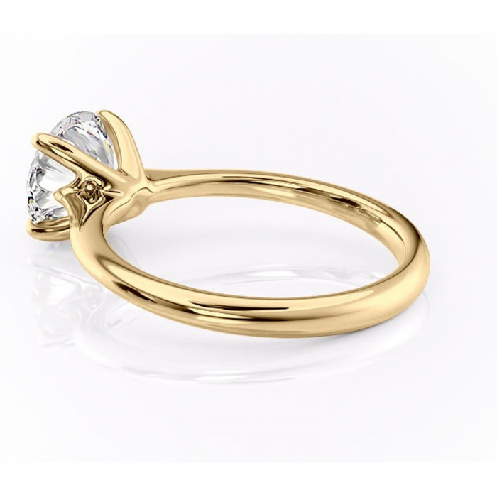 Inel de logodnă Zirena din aur Galben 14kt cu moissanite tăietură rotundă – Solitar rafinată pentru profil jos | Personalizează și configurează gratuit online [5]