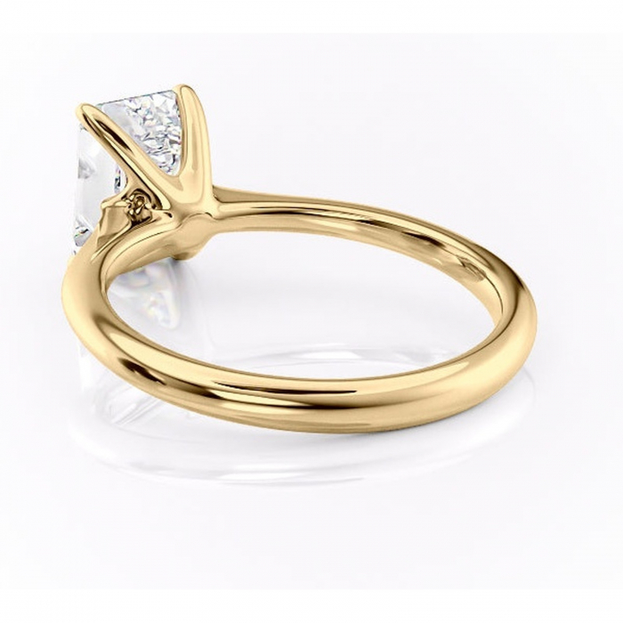 Inel de logodnă Zirena din aur Galben 18kt cu moissanite tăietură smarald – Solitar rafinată pentru profil jos | Personalizează și configurează gratuit online [4]