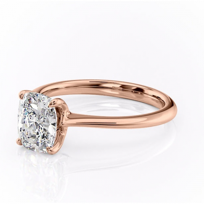Inel de logodnă Zirena din aur Rose 14kt cu moissanite tăietură asscher – Solitar rafinată pentru profil jos | Personalizează și configurează gratuit online [7]