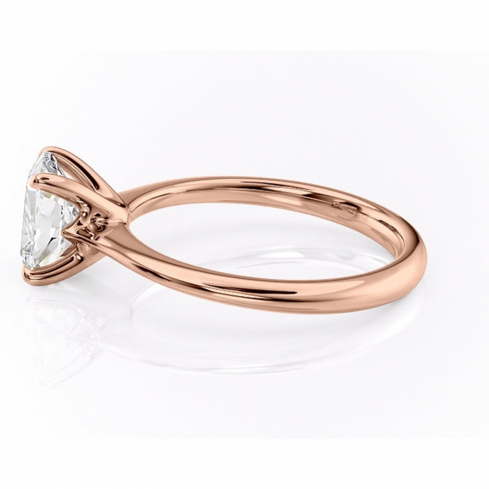 Inel de logodnă Zirena din aur Rose 14kt cu moissanite tăietură asscher – Solitar rafinată pentru profil jos | Personalizează și configurează gratuit online [6]