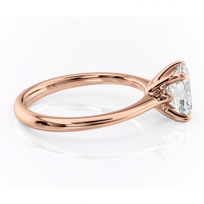 Inel de logodnă Zirena din aur Rose 14kt cu moissanite tăietură asscher – Solitar rafinată pentru profil jos | Personalizează și configurează gratuit online [2]