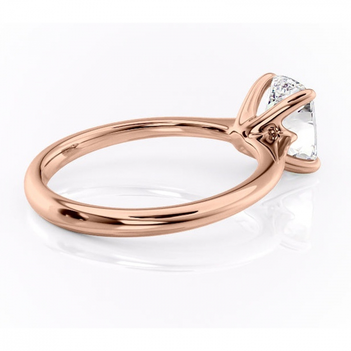 Inel de logodnă Zirena din aur Rose 14kt cu moissanite tăietură asscher – Solitar rafinată pentru profil jos | Personalizează și configurează gratuit online [3]
