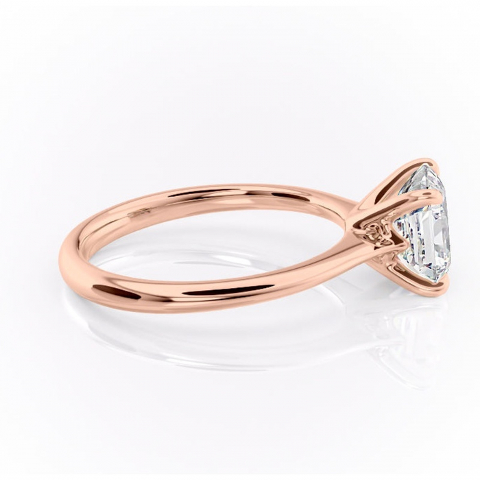 Inel de logodnă Zirena din aur Rose 18kt cu moissanite tăietură asscher – Solitar rafinată pentru profil jos | Personalizează și configurează gratuit online [2]